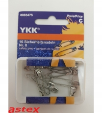 Sicherheitsnadel YKK No.0 28mm 16Stk