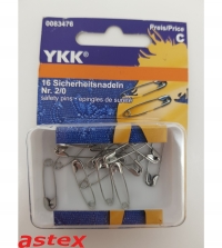 Sicherheitsnadel YKK No.2/0 22mm 16Stk